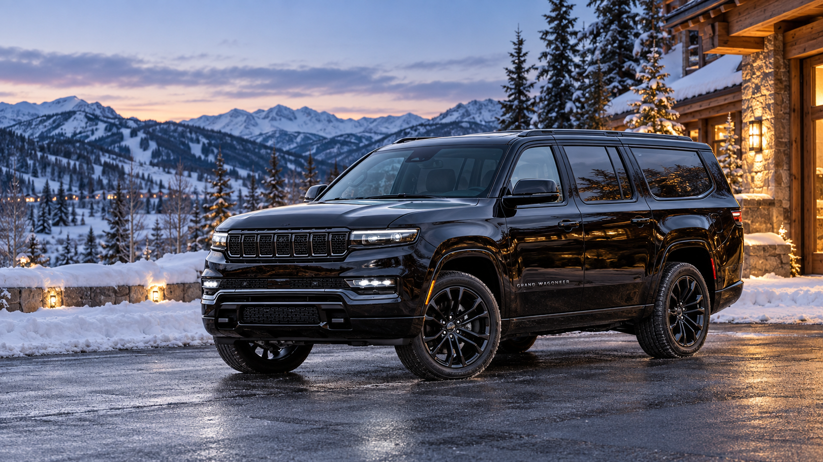Black Grand Wagoneer L prepared for luxury transportation in Aspen