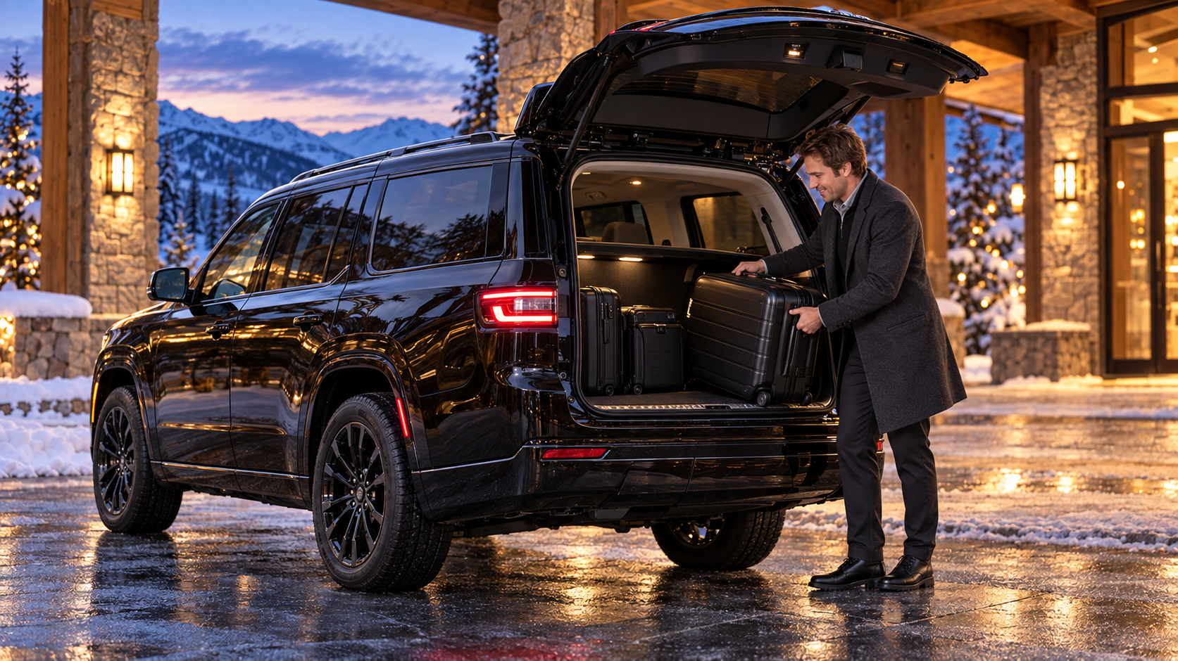 CREST owner-driver carefully loading passenger luggage